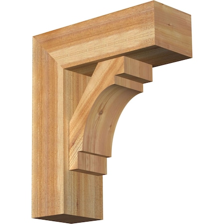 Merced Block Rough Sawn Bracket W/ Offset Brace, Western Red Cedar, 8W X 22D X 26H